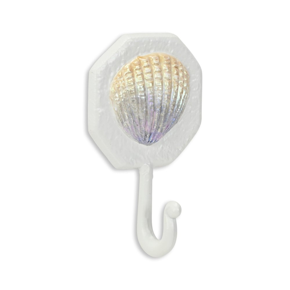 4" Cream And Pearl Cast Iron Seashell Wall Hook HomeRoots