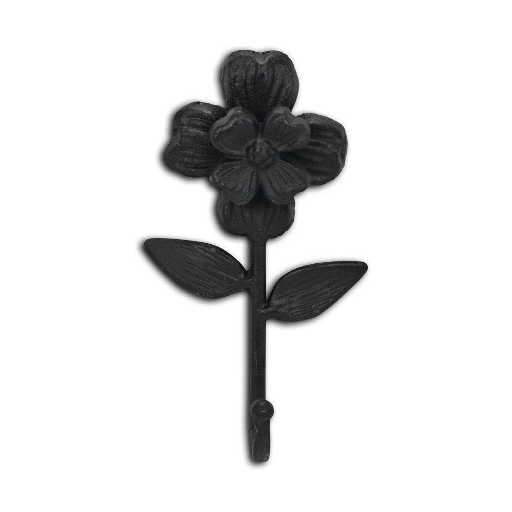 4" Black Cast Iron Flower Wall Hook HomeRoots