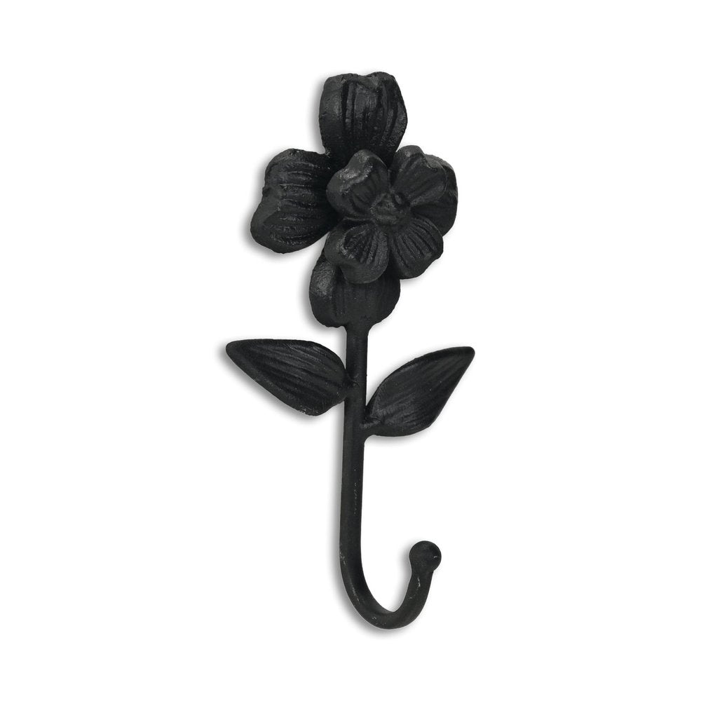 4" Black Cast Iron Flower Wall Hook HomeRoots