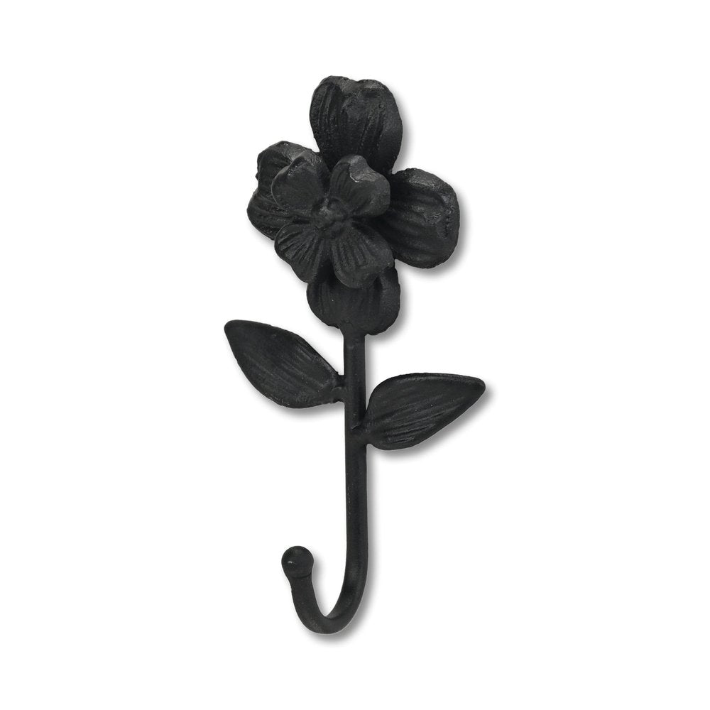 4" Black Cast Iron Flower Wall Hook HomeRoots