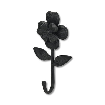 4" Black Cast Iron Flower Wall Hook HomeRoots