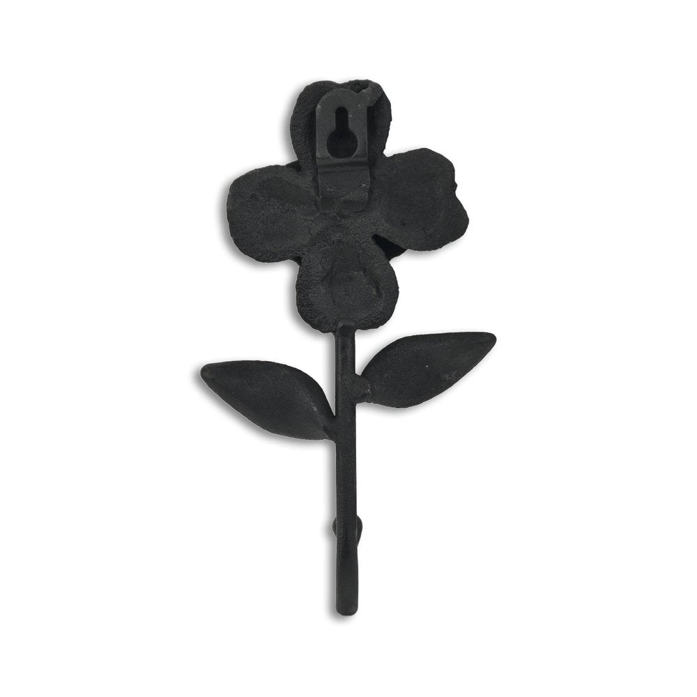 4" Black Cast Iron Flower Wall Hook HomeRoots