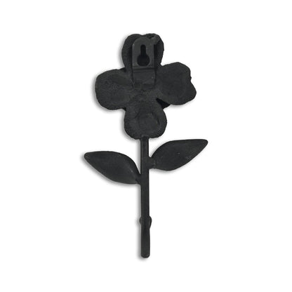4" Black Cast Iron Flower Wall Hook HomeRoots