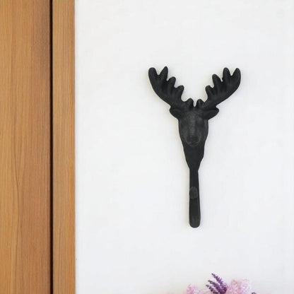 3" Black Cast Iron Deer Stag Wall Hook HomeRoots
