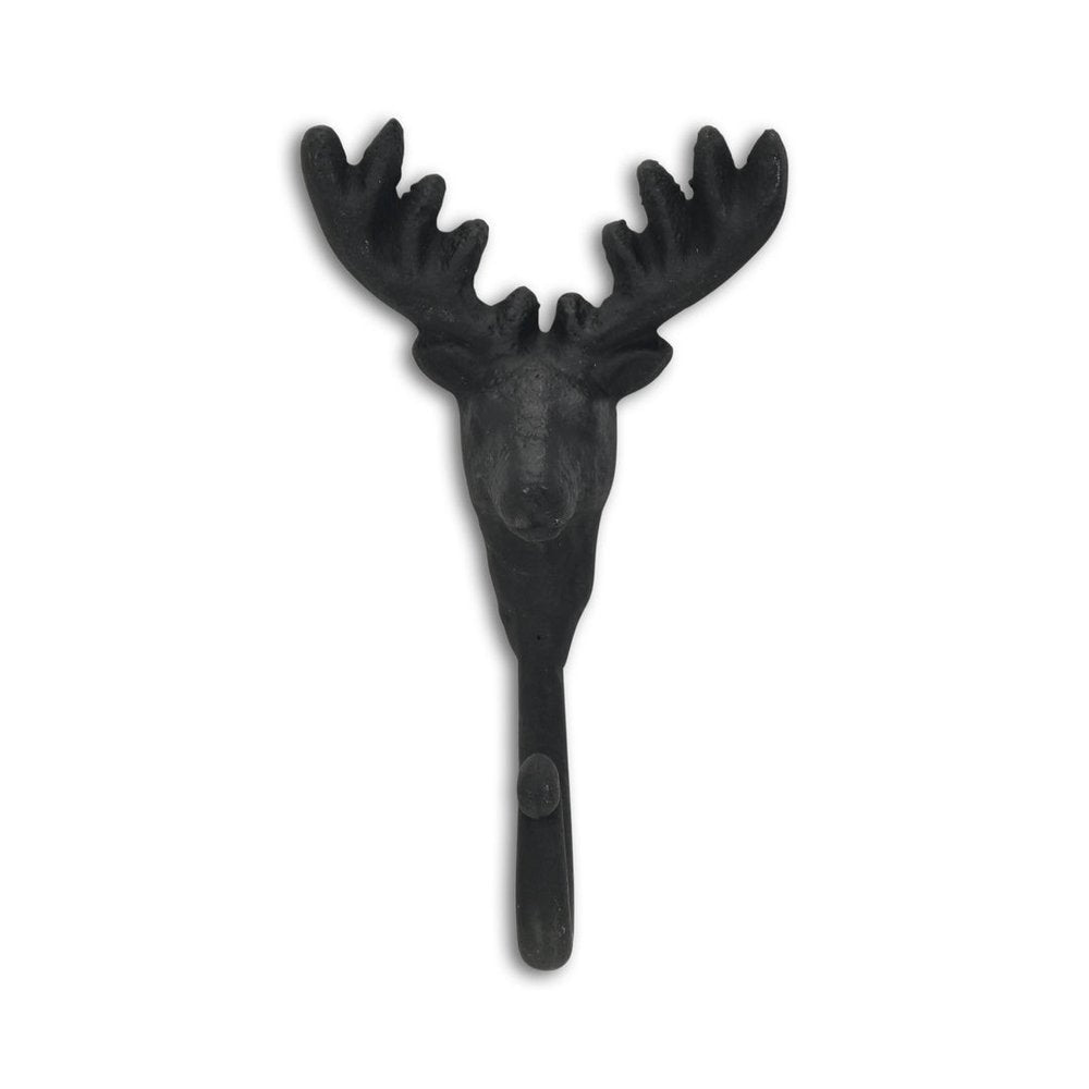 3" Black Cast Iron Deer Stag Wall Hook HomeRoots