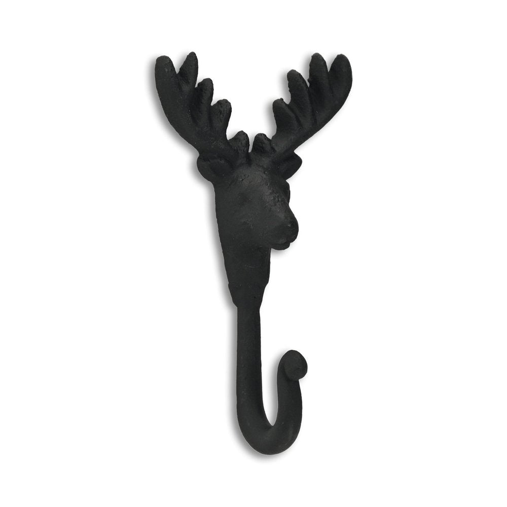 3" Black Cast Iron Deer Stag Wall Hook — view 3