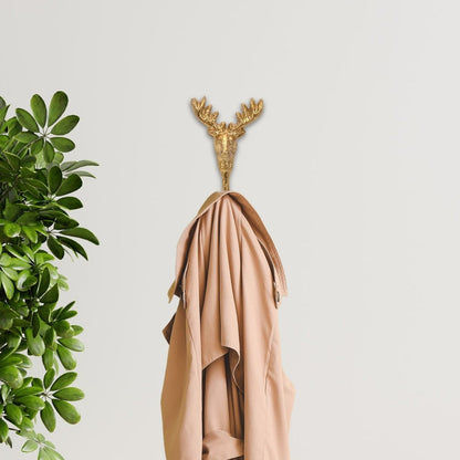 3" Gold Cast Iron Deer Stag Wall Hook HomeRoots