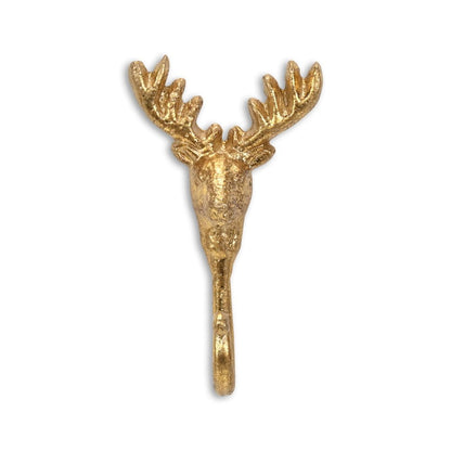 3" Gold Cast Iron Deer Stag Wall Hook HomeRoots