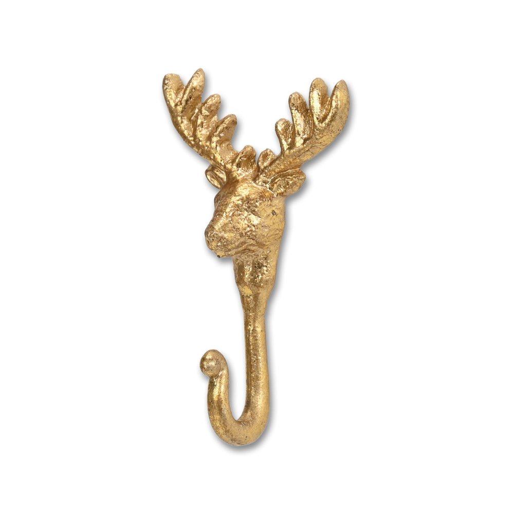 3" Gold Cast Iron Deer Stag Wall Hook HomeRoots