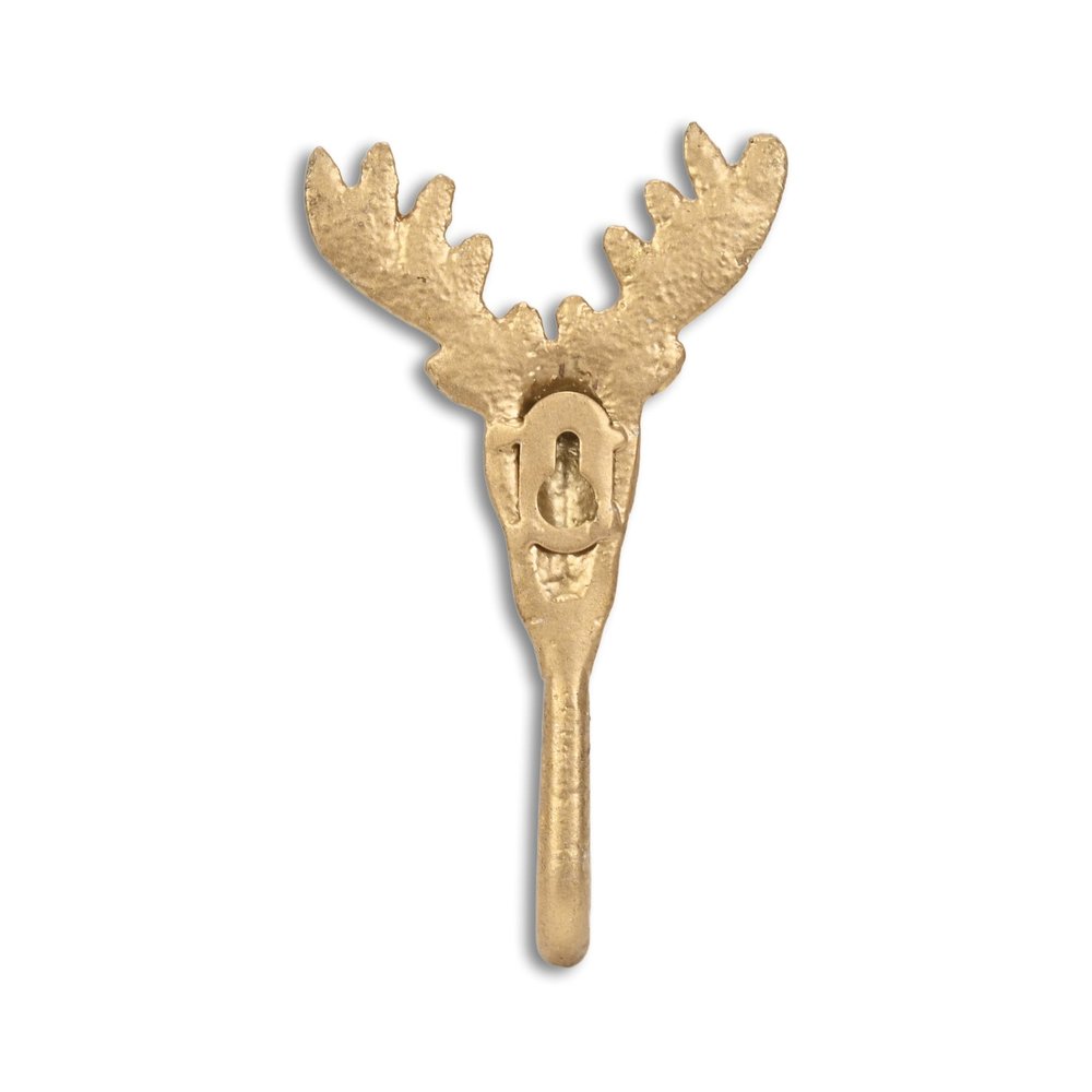 3" Gold Cast Iron Deer Stag Wall Hook HomeRoots
