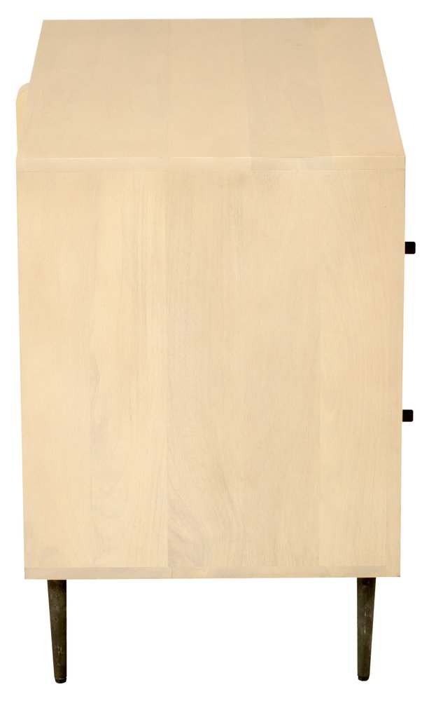 28" Natural Solid Wood Distressed Carved Geometric Two Drawer Nightstand HomeRoots