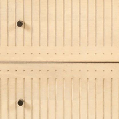 28" Natural Solid Wood Distressed Carved Geometric Two Drawer Nightstand HomeRoots