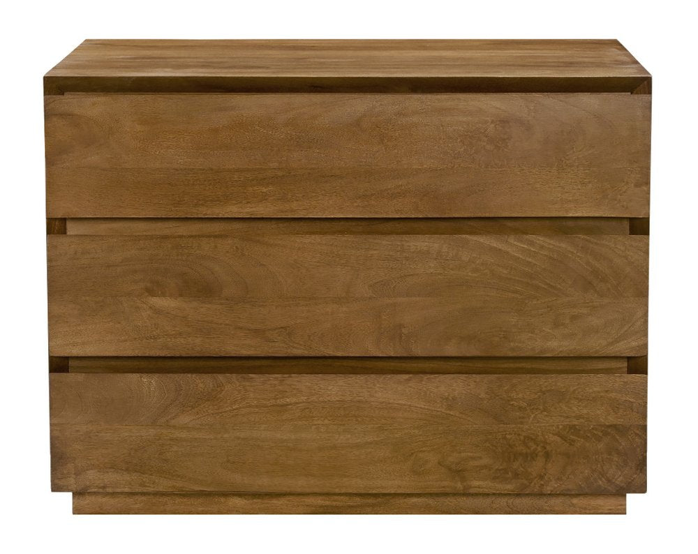 24" Tan Solid Wood Distressed Three Drawer Nightstand — view 1