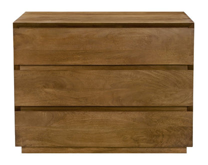 24" Tan Solid Wood Distressed Three Drawer Nightstand HomeRoots