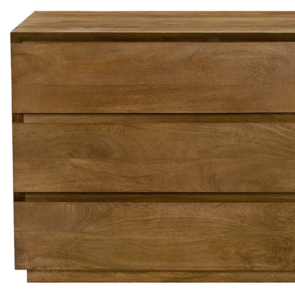 24" Tan Solid Wood Distressed Three Drawer Nightstand HomeRoots