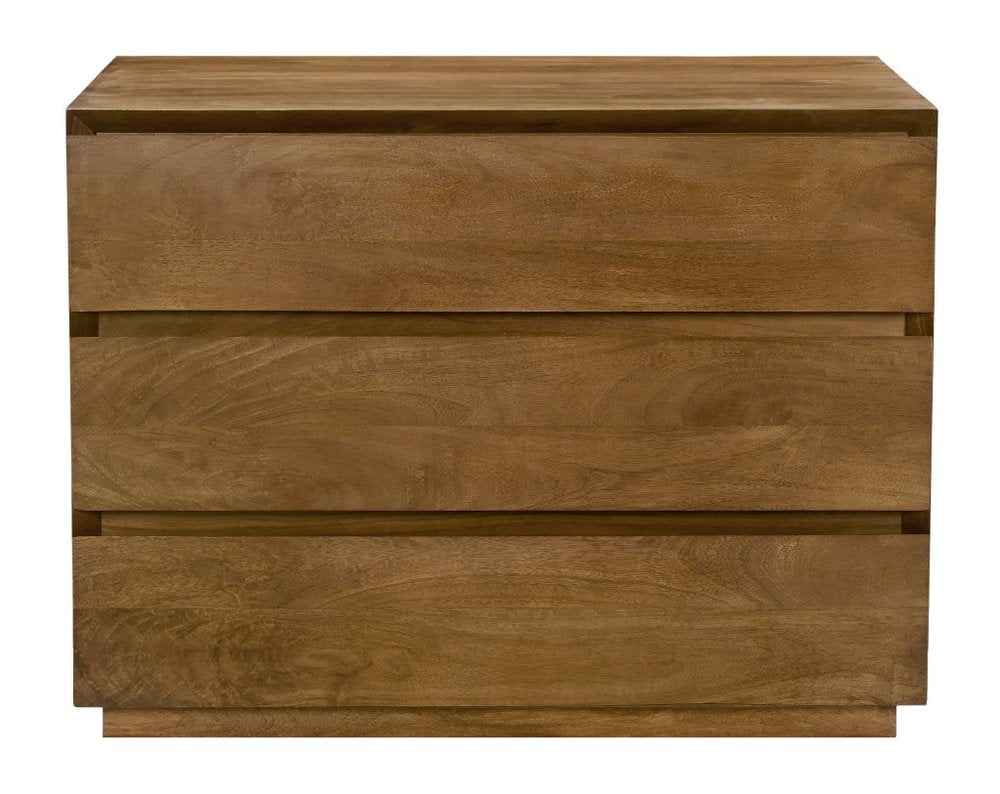 24" Tan Solid Wood Distressed Three Drawer Nightstand — view 6