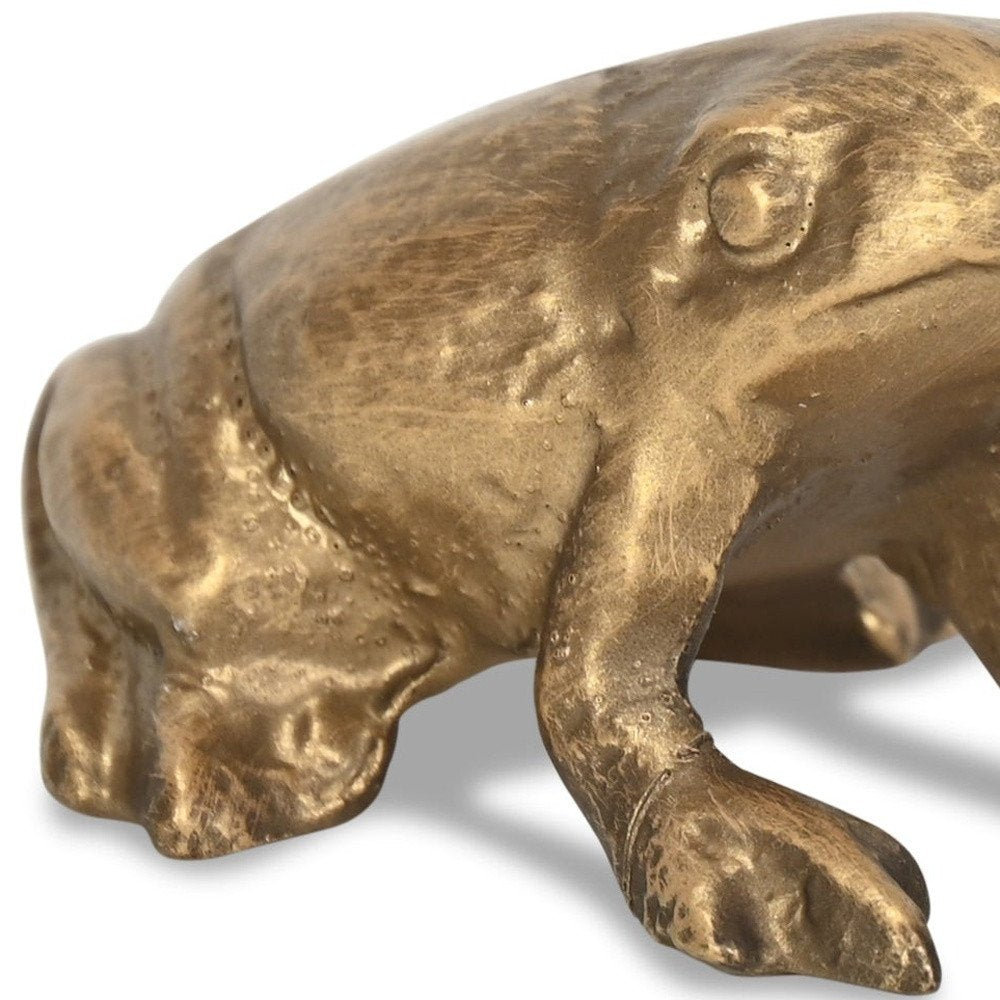 3" Antiqued Gold Cast Iron Frog Figurine HomeRoots