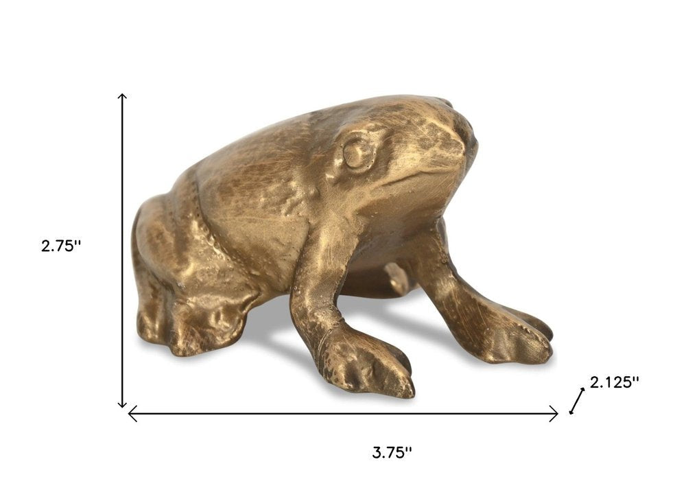 3" Antiqued Gold Cast Iron Frog Figurine HomeRoots