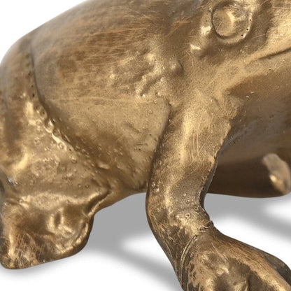 3" Antiqued Gold Cast Iron Frog Figurine HomeRoots