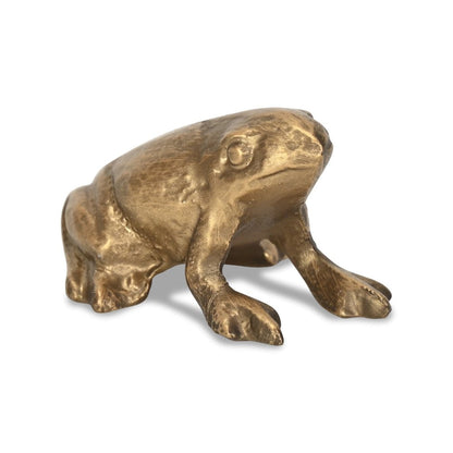 3" Antiqued Gold Cast Iron Frog Figurine HomeRoots