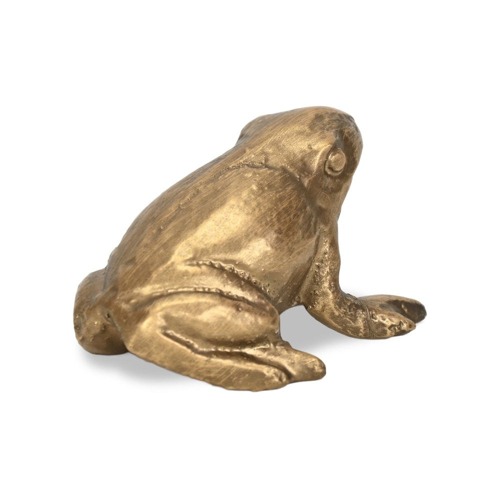 3" Antiqued Gold Cast Iron Frog Figurine HomeRoots