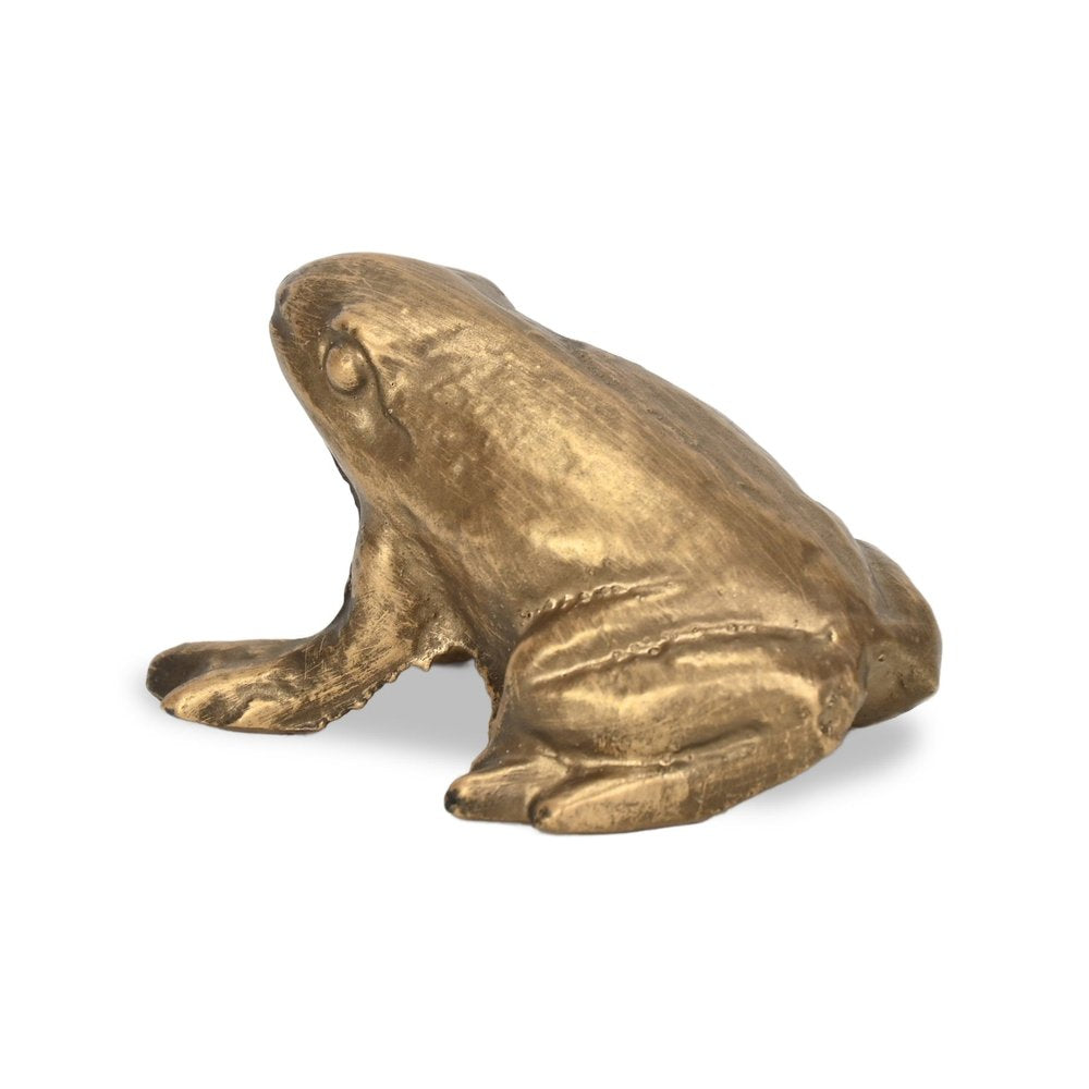 3" Antiqued Gold Cast Iron Frog Figurine HomeRoots