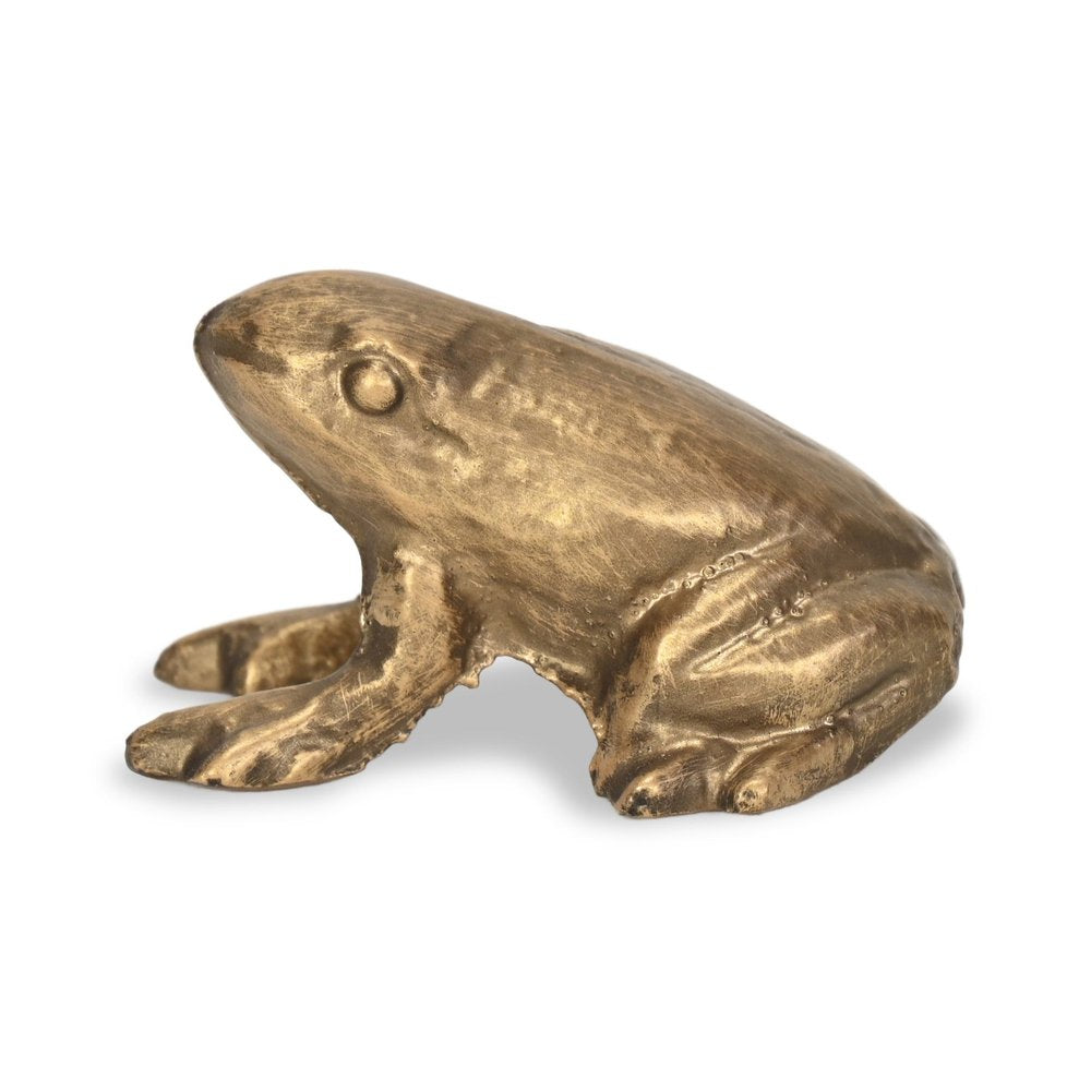 3" Antiqued Gold Cast Iron Frog Figurine HomeRoots