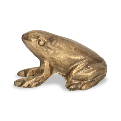 3" Antiqued Gold Cast Iron Frog Figurine HomeRoots