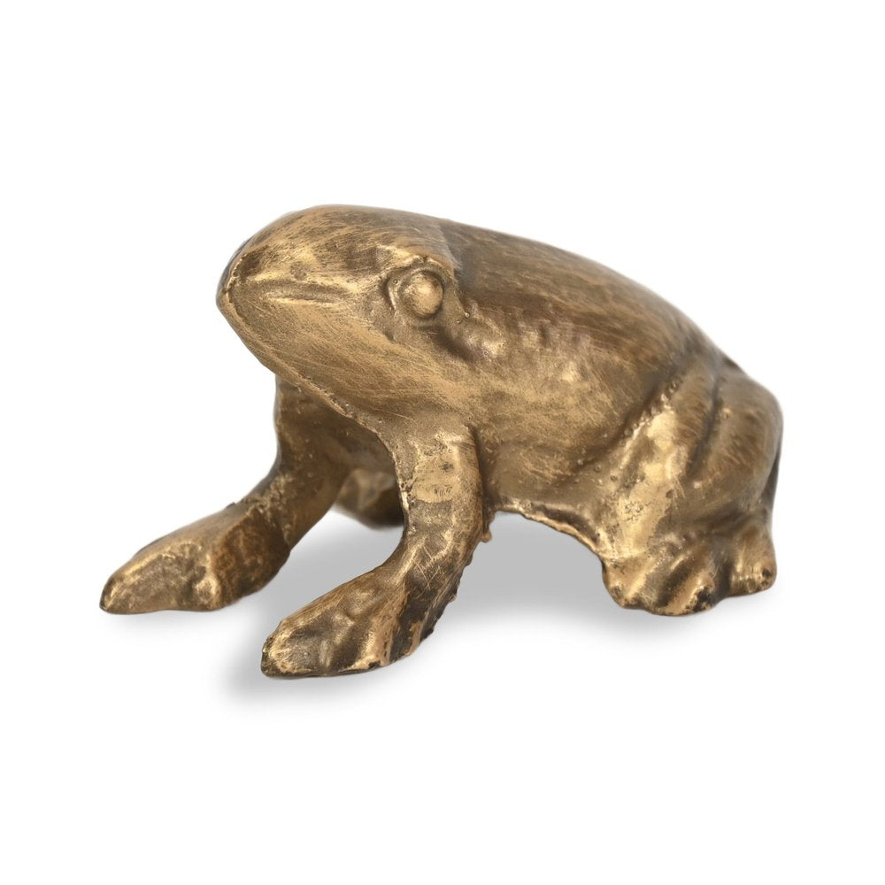 3" Antiqued Gold Cast Iron Frog Figurine HomeRoots
