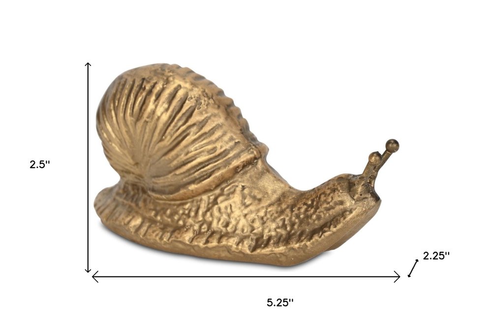 3" Antiqued Gold Cast Iron Snail Figurine HomeRoots