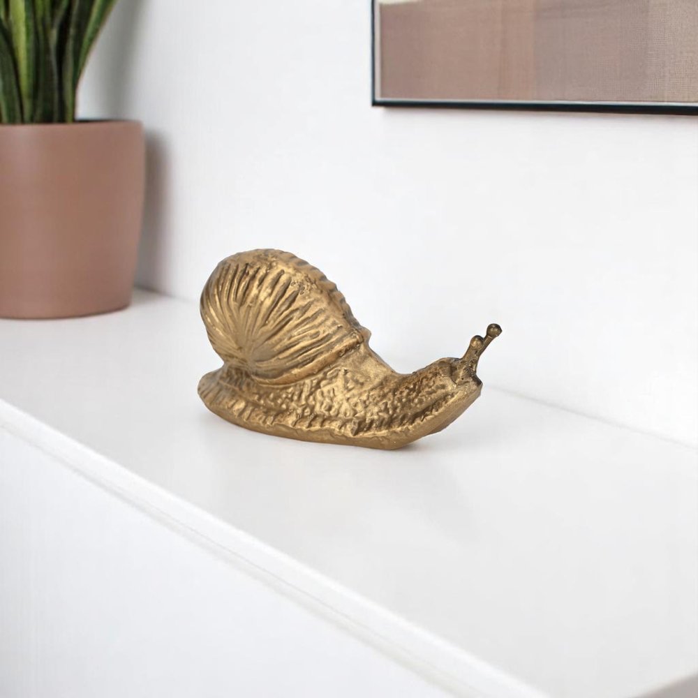 3" Antiqued Gold Cast Iron Snail Figurine HomeRoots