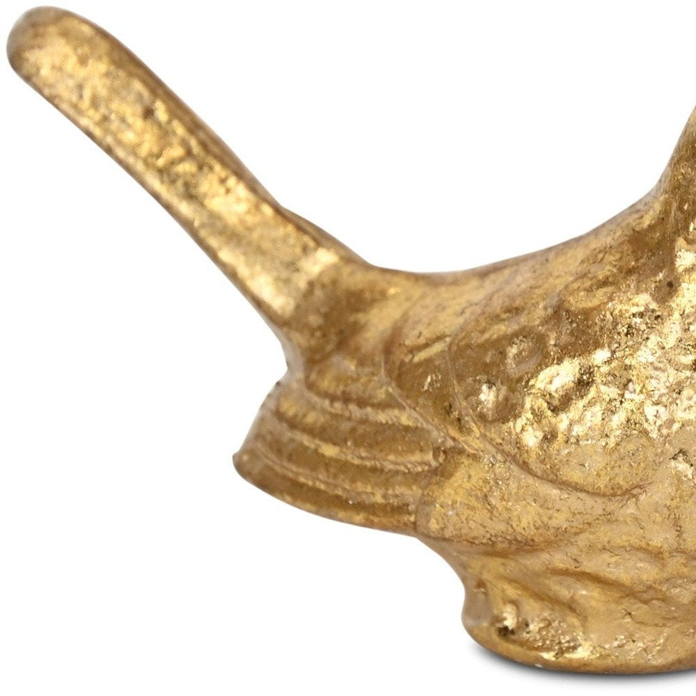 5" Gold Cast Iron Bird Figurine HomeRoots