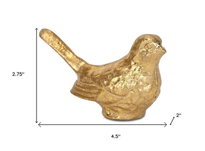 5" Gold Cast Iron Bird Figurine HomeRoots