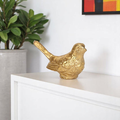 5" Gold Cast Iron Bird Figurine HomeRoots