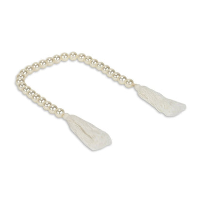 24" White Pearl Beads Decorative Tassel HomeRoots