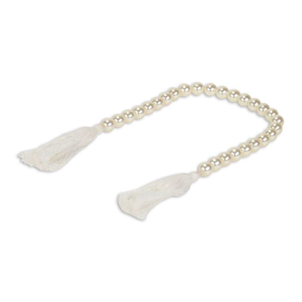 24" White Pearl Beads Decorative Tassel HomeRoots