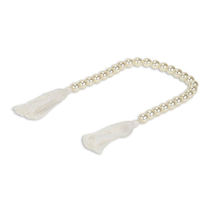 24" White Pearl Beads Decorative Tassel HomeRoots