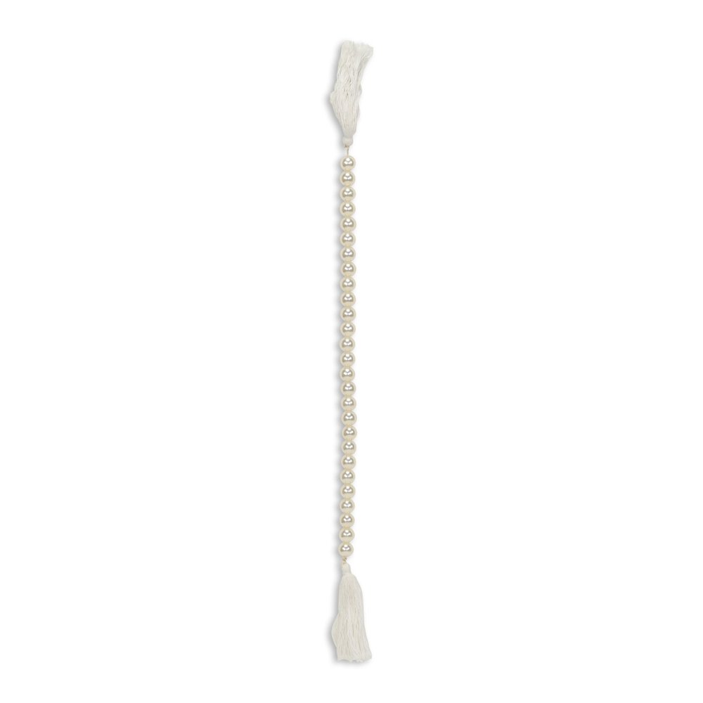 24" White Pearl Beads Decorative Tassel HomeRoots
