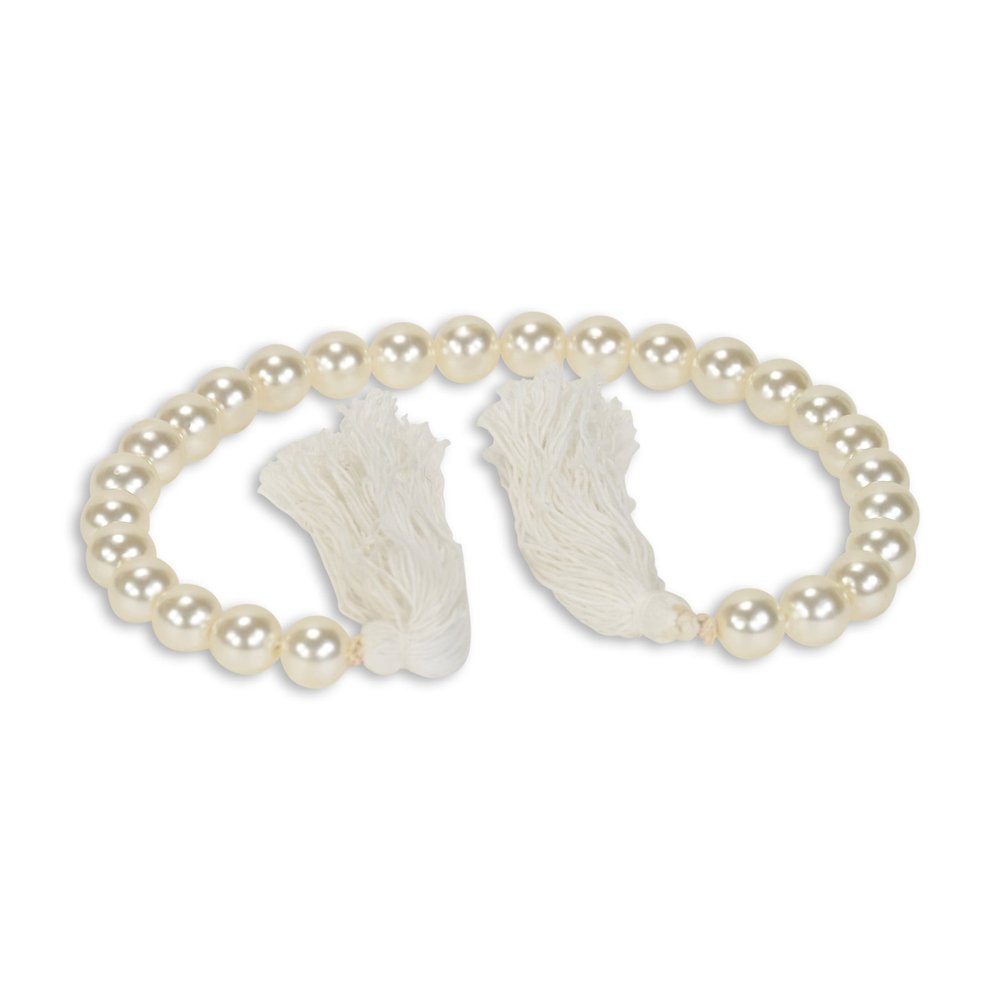 24" White Pearl Beads Decorative Tassel HomeRoots