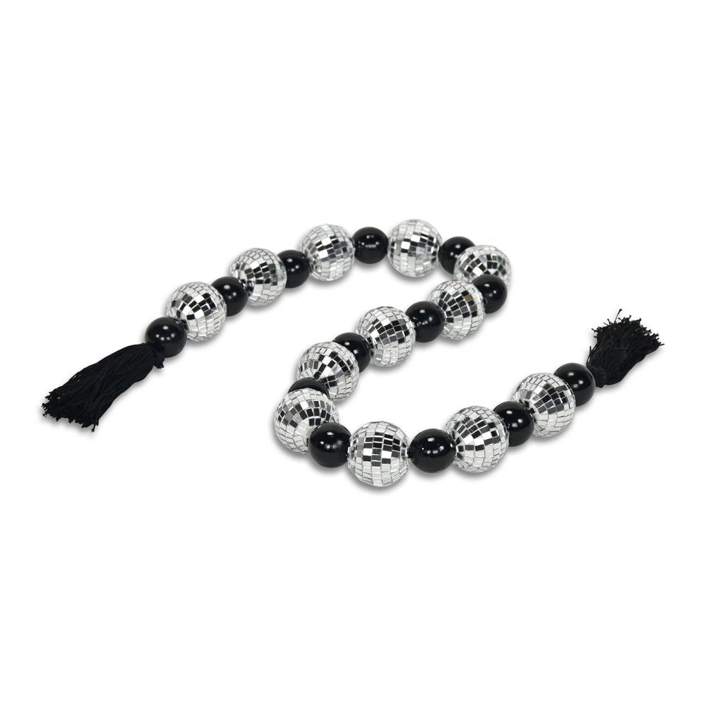 48" Black And Silver Bling Bling Beads Decorative Tassel HomeRoots