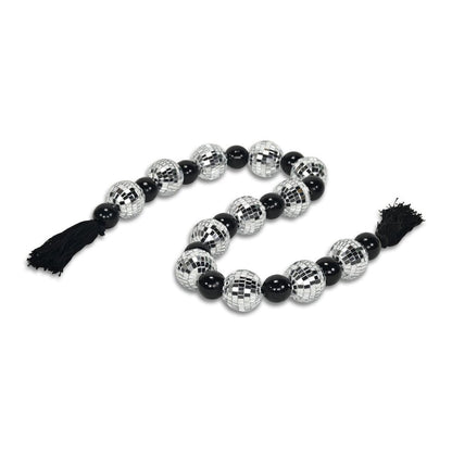 48" Black And Silver Bling Bling Beads Decorative Tassel HomeRoots