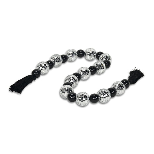 48" Black And Silver Bling Bling Beads Decorative Tassel HomeRoots