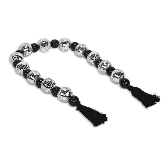 48" Black And Silver Bling Bling Beads Decorative Tassel HomeRoots