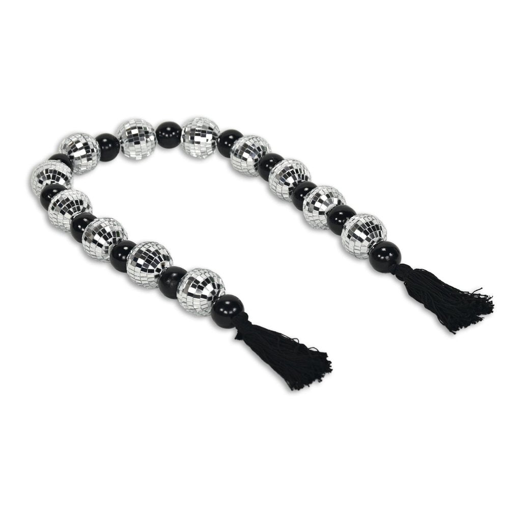 48" Black And Silver Bling Bling Beads Decorative Tassel HomeRoots