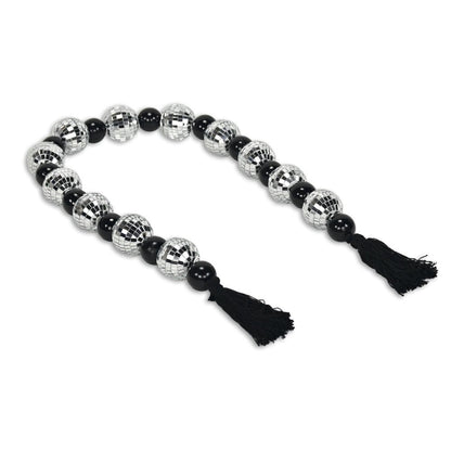 48" Black And Silver Bling Bling Beads Decorative Tassel HomeRoots
