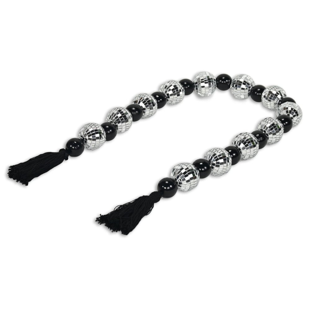 48" Black And Silver Bling Bling Beads Decorative Tassel HomeRoots