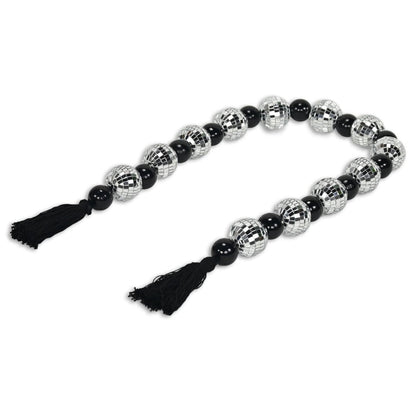 48" Black And Silver Bling Bling Beads Decorative Tassel HomeRoots