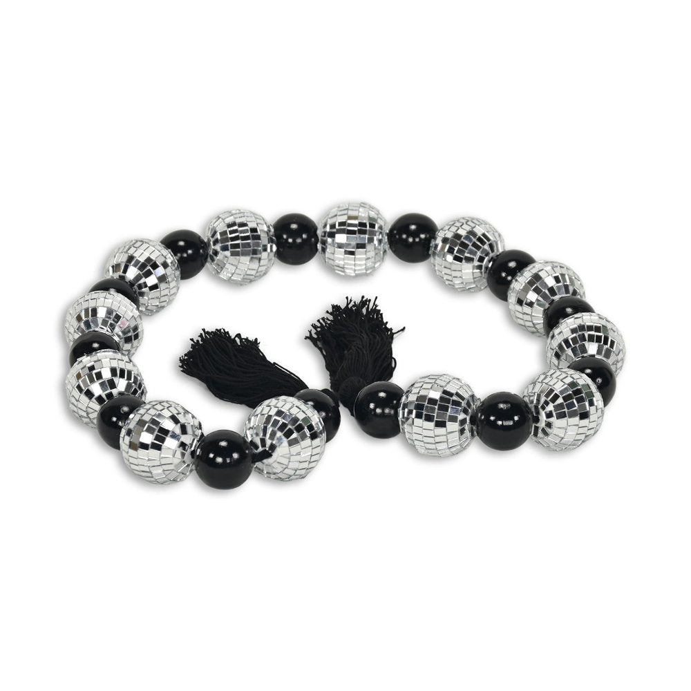 48" Black And Silver Bling Bling Beads Decorative Tassel HomeRoots