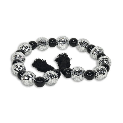 48" Black And Silver Bling Bling Beads Decorative Tassel HomeRoots