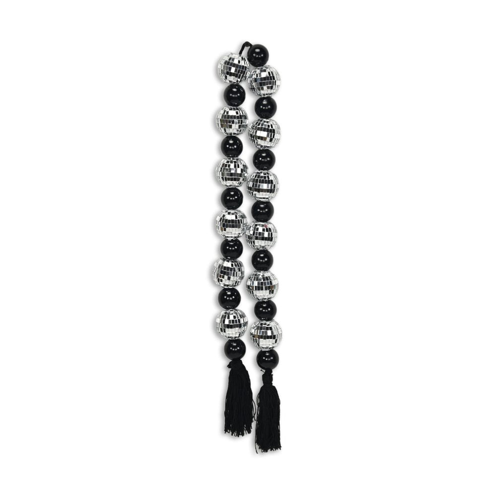 48" Black And Silver Bling Bling Beads Decorative Tassel HomeRoots